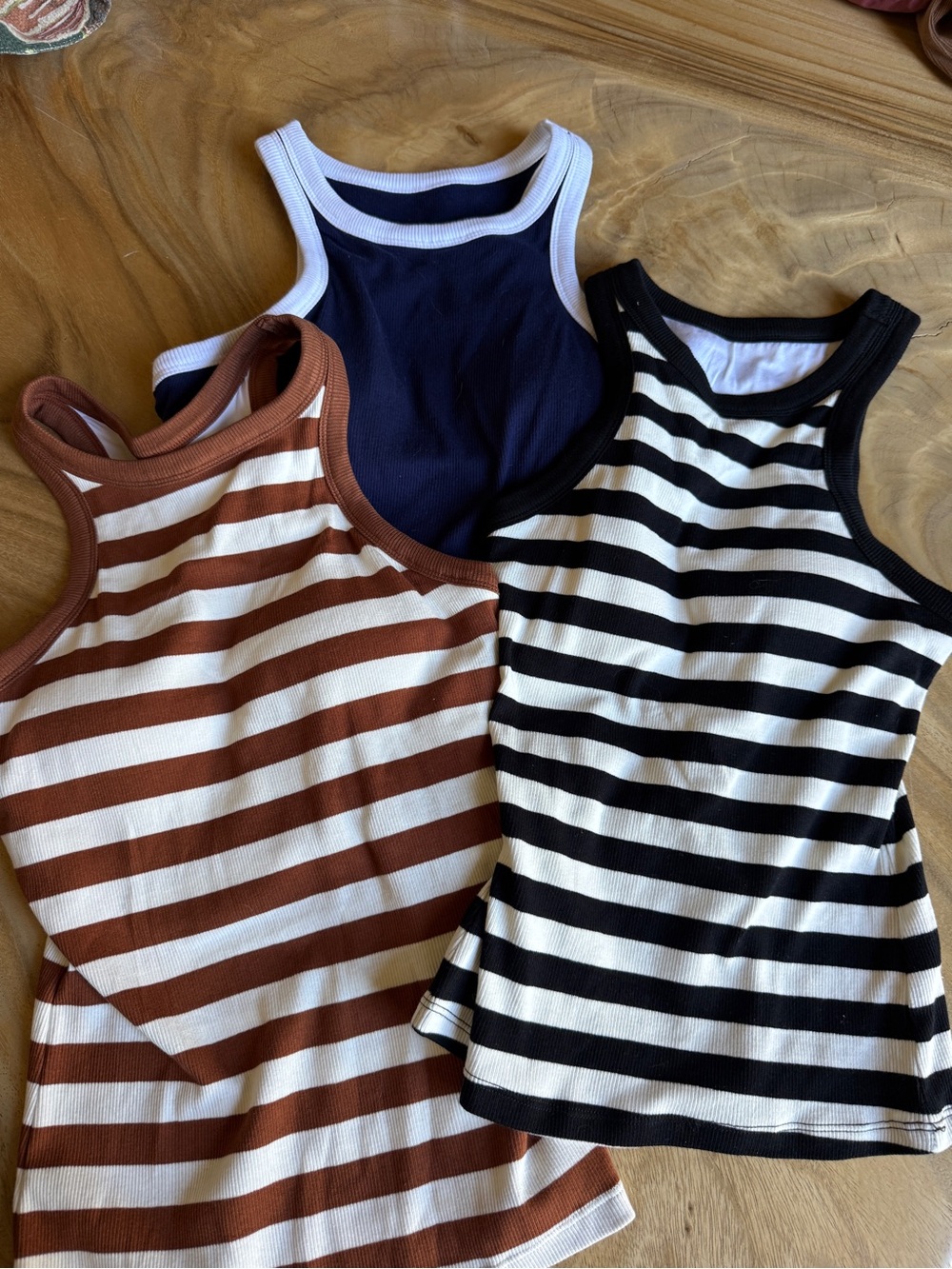 Bundle of tank with built in shelf bra- Black/White, Brown/Cream, Navy - Women
